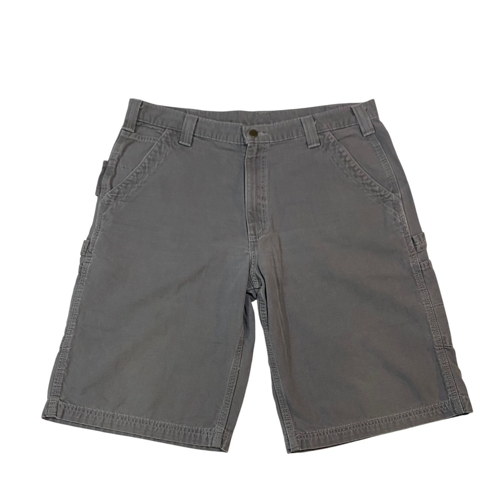 Carhartt B183 CHR Men Gray Canvas Carpenter Shorts Work Utility Size 38